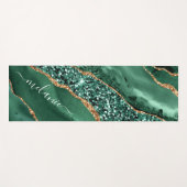 Groen Goud Glitter Marmer Aangepaste Naam Yoga Mat (Voorkant (horizontaal))