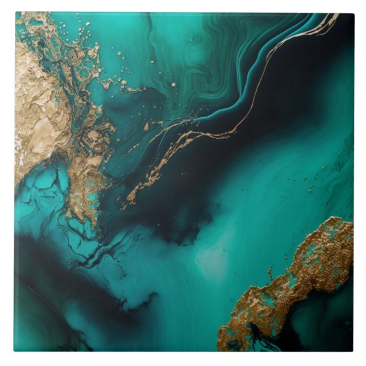 Groen Goud Glitter Marmer Agate Keramiek Tegeltje (Voorkant)