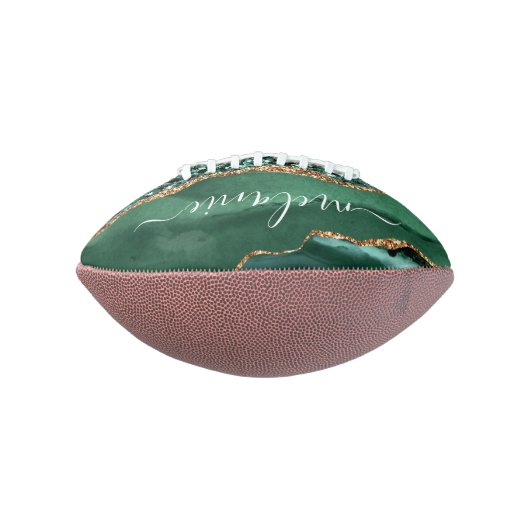 Groen Goud Glitter Marmer Custom Name Football (Gedraaid 90)