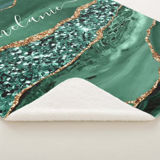 Groen Goud Glitter Marmer Jouw naam Sherpa Deken (3/4)