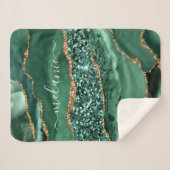 Groen Goud Glitter Marmer Jouw naam Sherpa Deken (Voorkant (horizontaal))