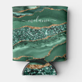 Groen Goud Glitter Marmeren Koelbox Custom Name Blikjeskoeler (Voorkant)