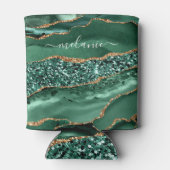 Groen Goud Glitter Marmeren Koelbox Custom Name Blikjeskoeler (Achterkant)