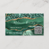 Groen Goud Glitter QR Code Bedrijfskaart Sjabloon Visitekaartje (Voorkant)