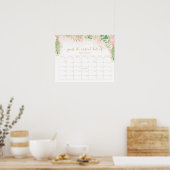 Groen Goud Glitter Raad Baby Aankomstdatum  Poster (Keuken)