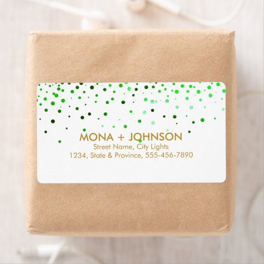 Groen Goud Glitter Sparkle Confetti Stippen Modern Etiket (Insitu)