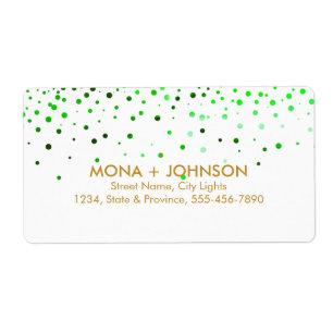 Groen Goud Glitter Sparkle Confetti Stippen Modern Etiket