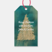 Groen Goud Glitter Sparkle Kerstboom Cadeaulabel (Voorkant)