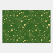 GROEN & GOUD GLITTER UITZIEN IERSE KLAVERBLADEN INPAKPAPIER VEL (Voorkant 2)