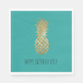 Groen Goud Glitzy Ananas Servet (Voorkant)