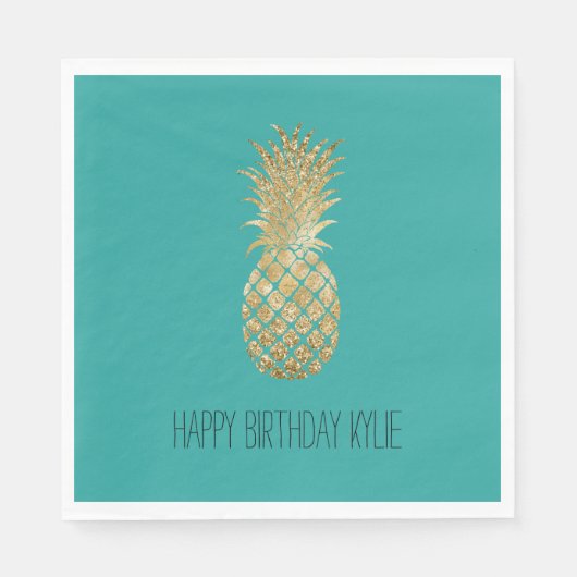 Groen Goud Glitzy Ananas Servet (Voorkant)