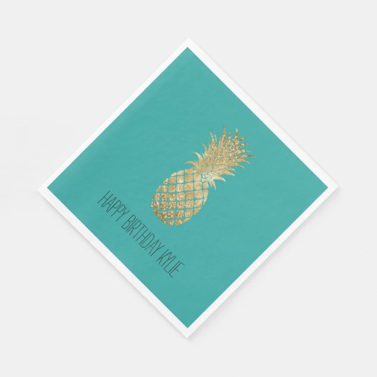 Groen Goud Glitzy Ananas Servet (Hoek)