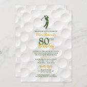 Groen Goud Golfbal Golfer Golf 80e Verjaardag Kaart (Voorkant / Achterkant)