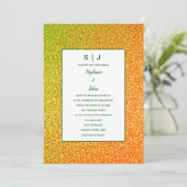 Groen Goud Gouden Gele Glitter Ombre Bruiloft Kaart (Staand voorkant)