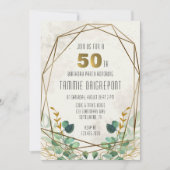 Groen Goud Groen Geometrisch 50e Verjaardagsfeest Kaart (Voorkant)