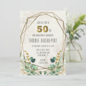 Groen Goud Groen Geometrisch 50e Verjaardagsfeest Kaart (Staand voorkant)