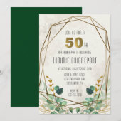 Groen Goud Groen Geometrisch 50e Verjaardagsfeest Kaart (Voorkant / Achterkant)