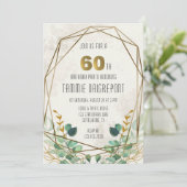 Groen Goud Groen Geometrisch 60e Verjaardagsfeest Kaart (Staand voorkant)