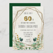 Groen Goud Groen Geometrisch 60e Verjaardagsfeest Kaart (Voorkant / Achterkant)