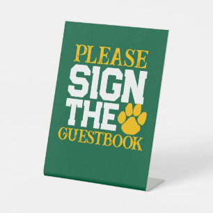 Groen & Goud Guestbook Afstuderen tafel Reclamebord Met Voetstuk