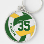 Groen Goud Haar Team Kleuren Custom Volleybal Sleutelhanger (Voorkant)