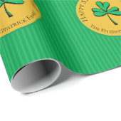 Groen & Goud Happy St Patrick's Day Groen Gestreep Cadeaupapier (Rol Hoek)