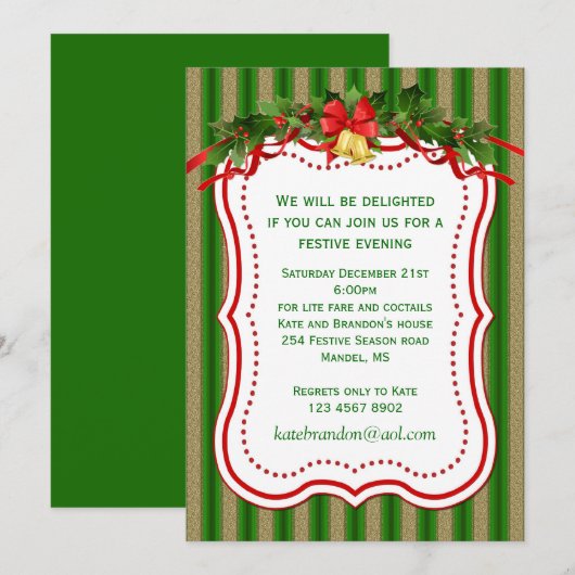 Groen goud heilige gordels kerstfeest uitnodiging (Voorkant / Achterkant)