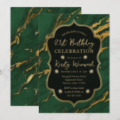 Groen & Goud Herfst Herfst Marmer 21e Verjaardag Kaart (Voorkant / Achterkant)