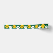Groen & Goud Herhalende Pawprint Grosgrain Lint (Voorkant)