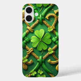 GROEN & GOUD IERS CELTISCHE KLAVERTJE iPhone 16 PLUS HOESJE