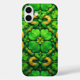 GROEN & GOUD IERS CELTISCHE KLAVERTJE iPhone 16 PLUS HOESJE