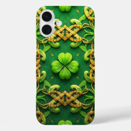 GROEN & GOUD IERS KELTISCHE KLAVERTJE iPhone 16 PLUS HOESJE