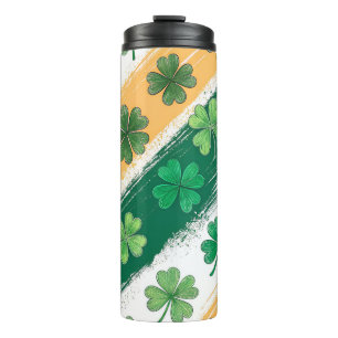 GROEN & GOUD IERSE KELTISCHE SHAMROCKS & STRIPES THERMOSBEKER