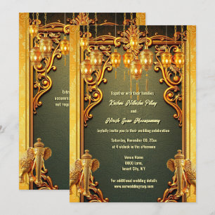 Groen goud Indiase olifanten lantaarns Hindi Hindu Kaart