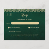 Groen Goud Kant Bruiloft RSVP Voor Matching Inv Briefkaart (Voorkant)