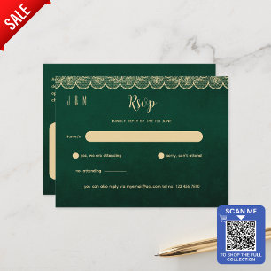 Groen Goud Kant Bruiloft RSVP Voor Matching Inv Briefkaart