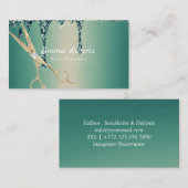 Groen Goud Kapsalon Gradient Glitter Modern Visitekaartje (Voorkant / Achterkant)