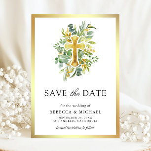 Groen goud katholieke bruiloft save the date