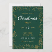 Groen & Goud Kerst Uitnodiging | Moderne Glam Kers (Voorkant)