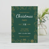 Groen & Goud Kerst Uitnodiging | Moderne Glam Kers (Staand voorkant)