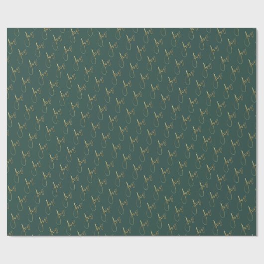 Groen Goud Kerst Vakantie Verpakking Papier (Vlak)