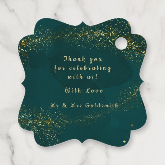 Groen & goud, Kerstmis Bruiloft Dank u Bedankjes Labels (Achterkant)