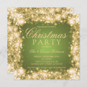 Groen Goud Kerstmis Party Sparkling Lights Kaart (Voorkant / Achterkant)
