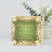 Groen Goud Kerstmis Party Sparkling Lights Kaart (Staand voorkant)