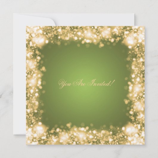Groen Goud Kerstmis Party Sparkling Lights Kaart (Achterkant)