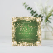 Groen Goud Kerstmis Party Sparkling Lights Kaart (Staand voorkant)