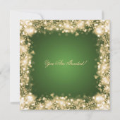 Groen Goud Kerstmis Party Sparkling Lights Kaart (Achterkant)