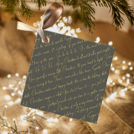 Groen Goud Kerstmis Typografie Patroon36 ID1009 Bedankjes Labels