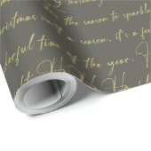 Groen Goud Kerstmis Typografie Patroon36 ID1009 Cadeaupapier (Rol Hoek)
