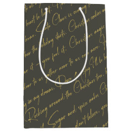 Groen Goud Kerstmis Typografie Patroon36 ID1009 Medium Cadeauzakje